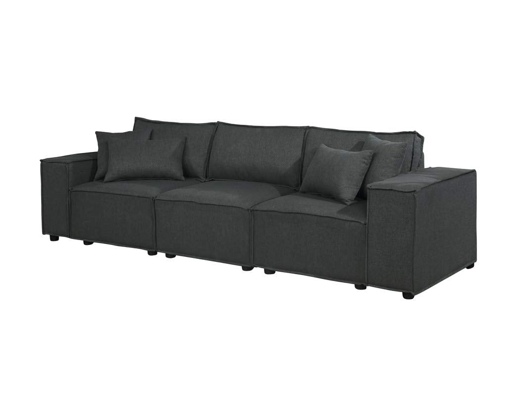 Lilola Home Annabel Sofa in Dark Gray Linen